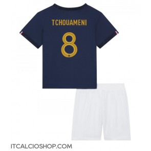 Francia Aurelien Tchouameni #8 Prima Maglia Bambino Mondiali 2022 Manica Corta (+ Pantaloni corti)